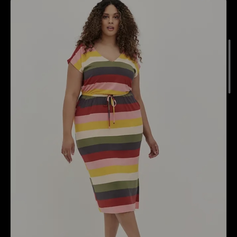Torrid Super Soft Knit Striped Midi Dress
